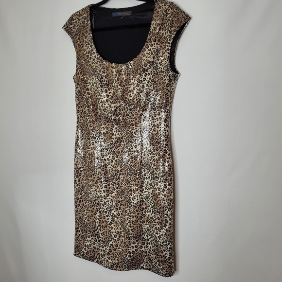 Sue Wong Leopard Sequin Cocktail Dress - Picture 8 of 14